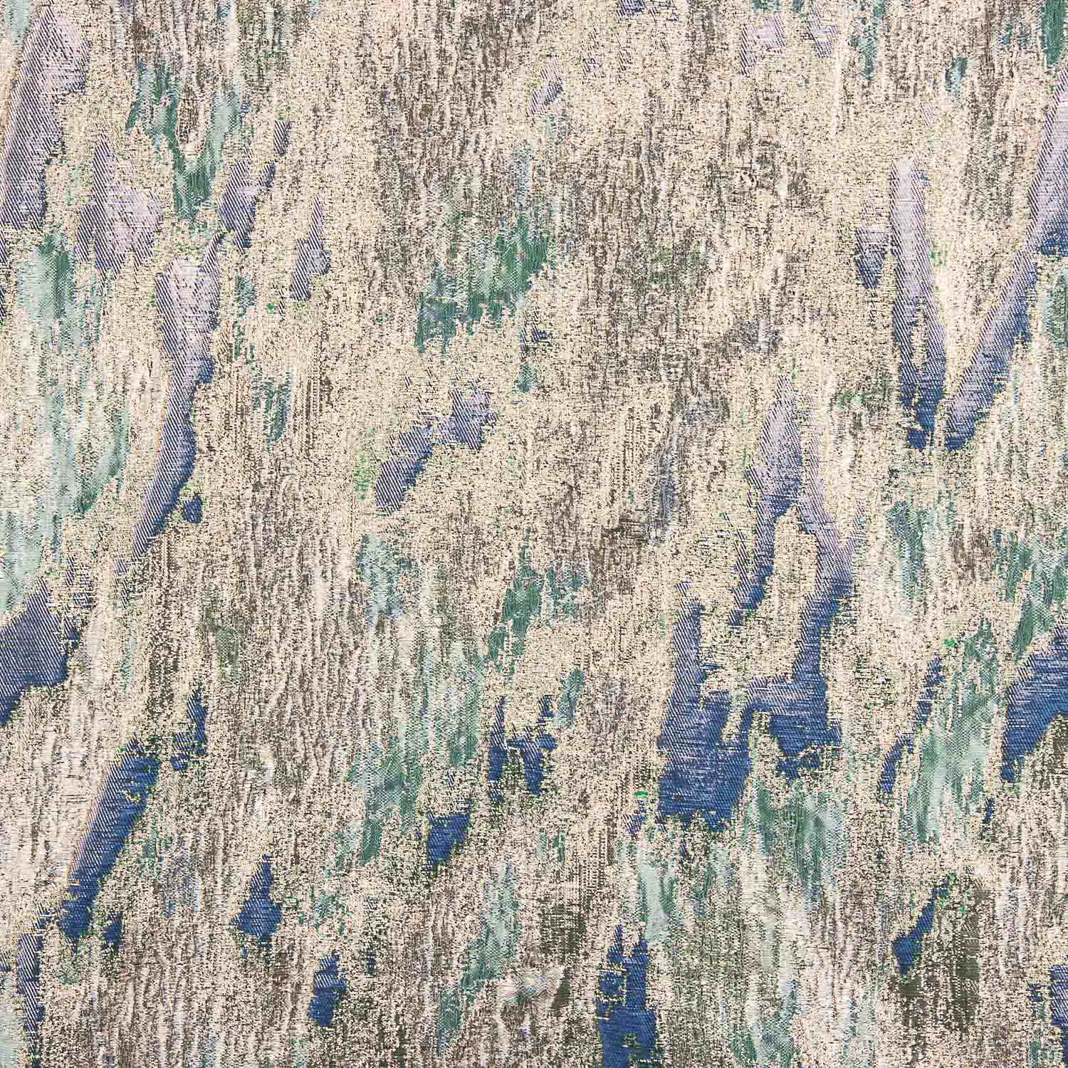 Green and Blue Abstract Printed Lurex Brocade - Ribes y Casals