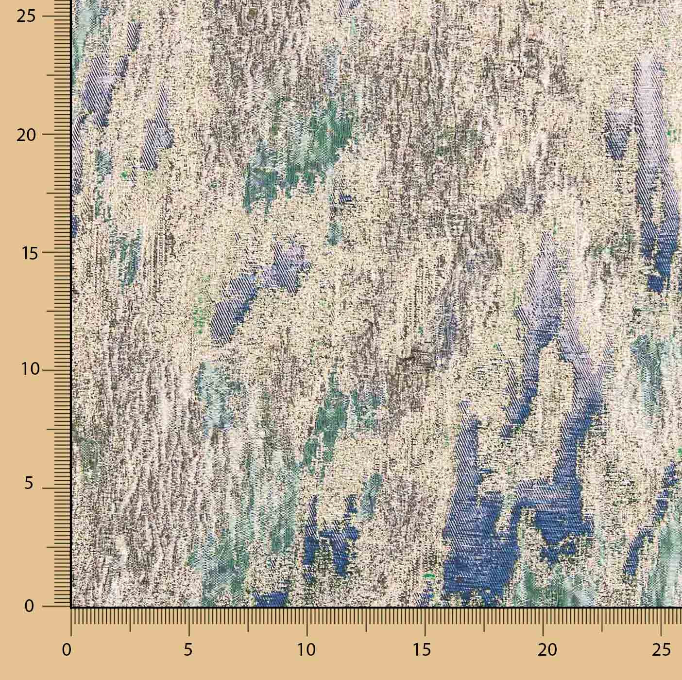 Green and Blue Abstract Printed Lurex Brocade - Ribes y Casals