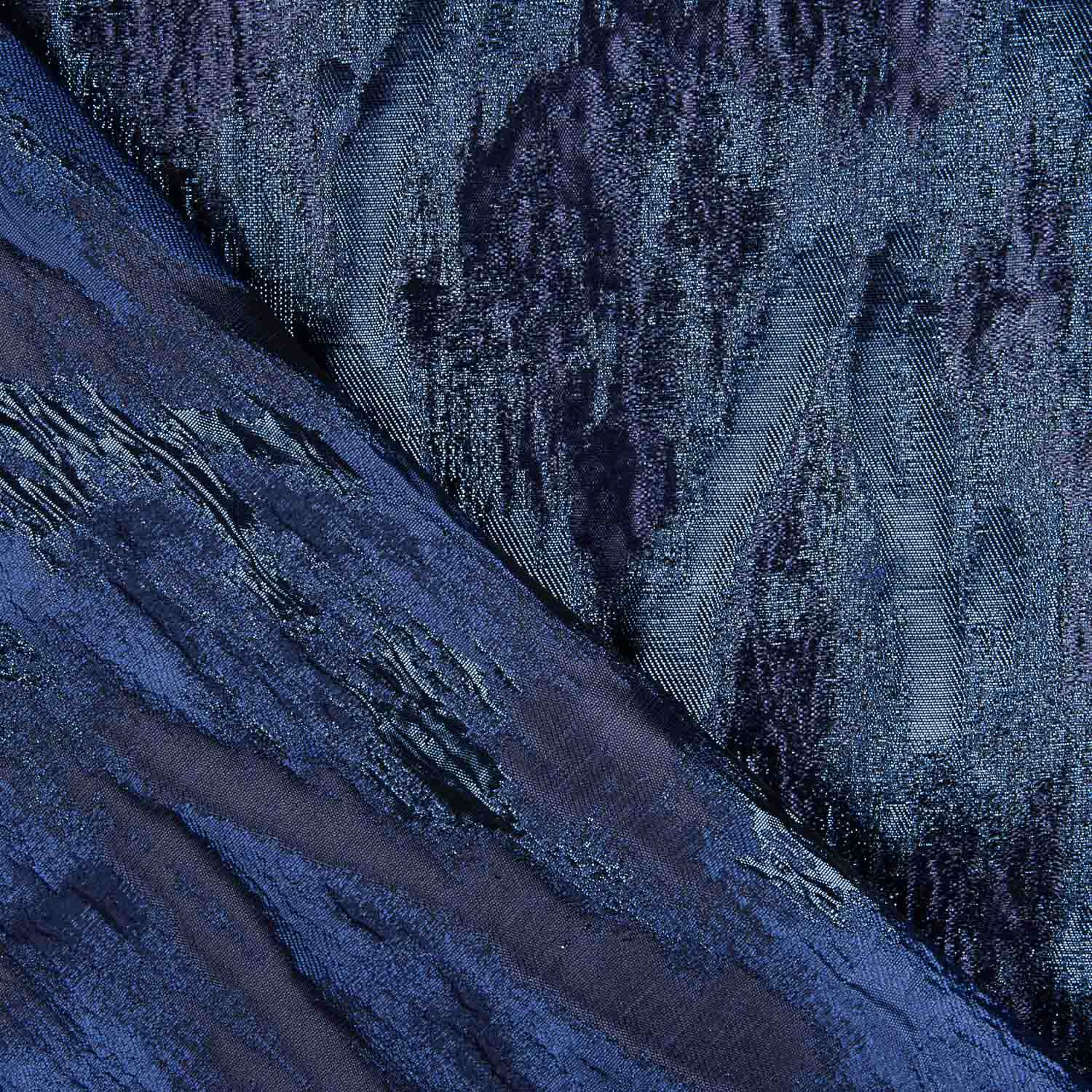Navy Blue Abstract Printed Lurex Brocade - Ribes y Casals