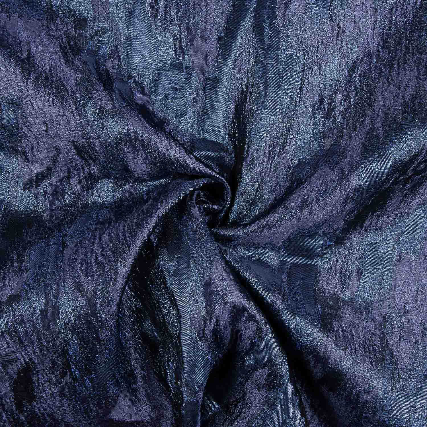 Navy Blue Abstract Printed Lurex Brocade - Ribes y Casals