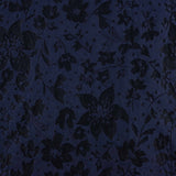 Navy Blue Brocade with Floral Print - Ribes y Casals
