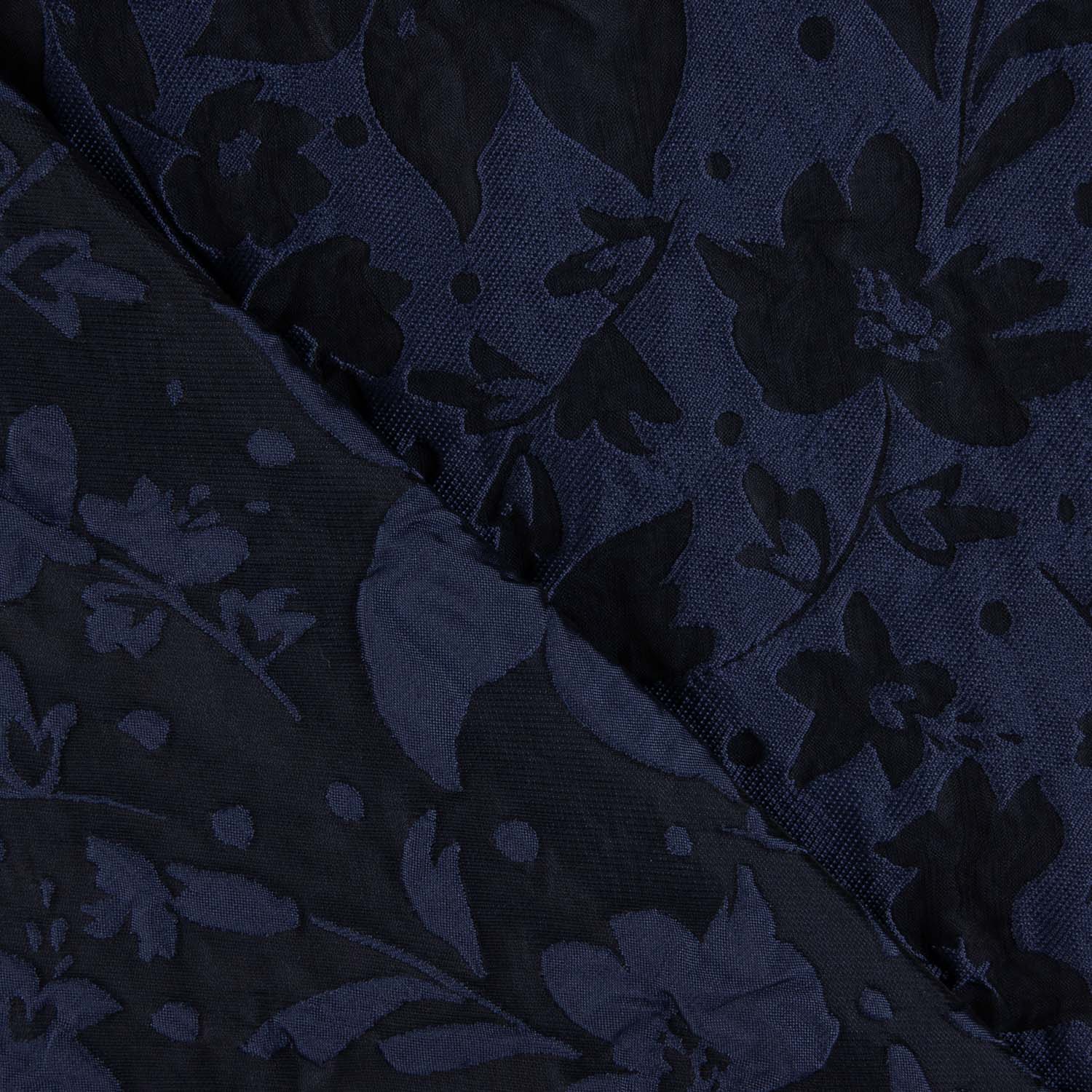 Navy Blue Brocade with Floral Print - Ribes y Casals
