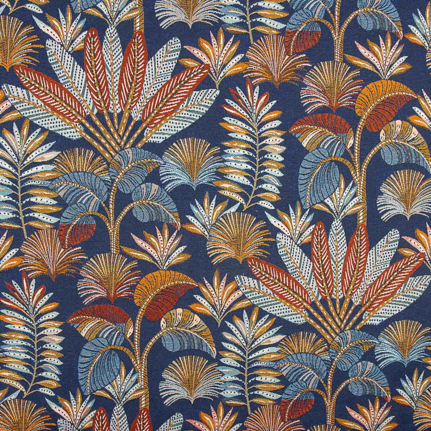Gobelin Exotic Leaves Blue Background - Ribes y Casals