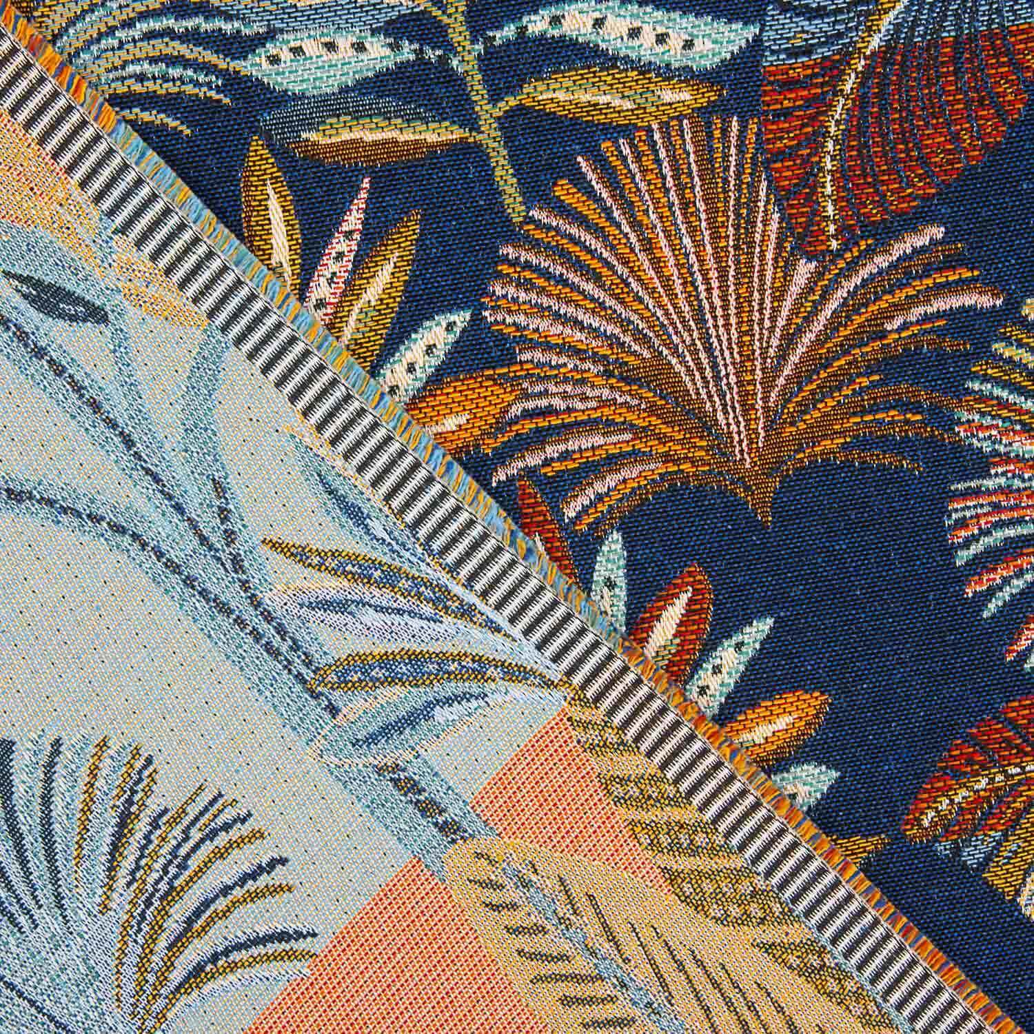 Gobelin Exotic Leaves Blue Background - Ribes y Casals