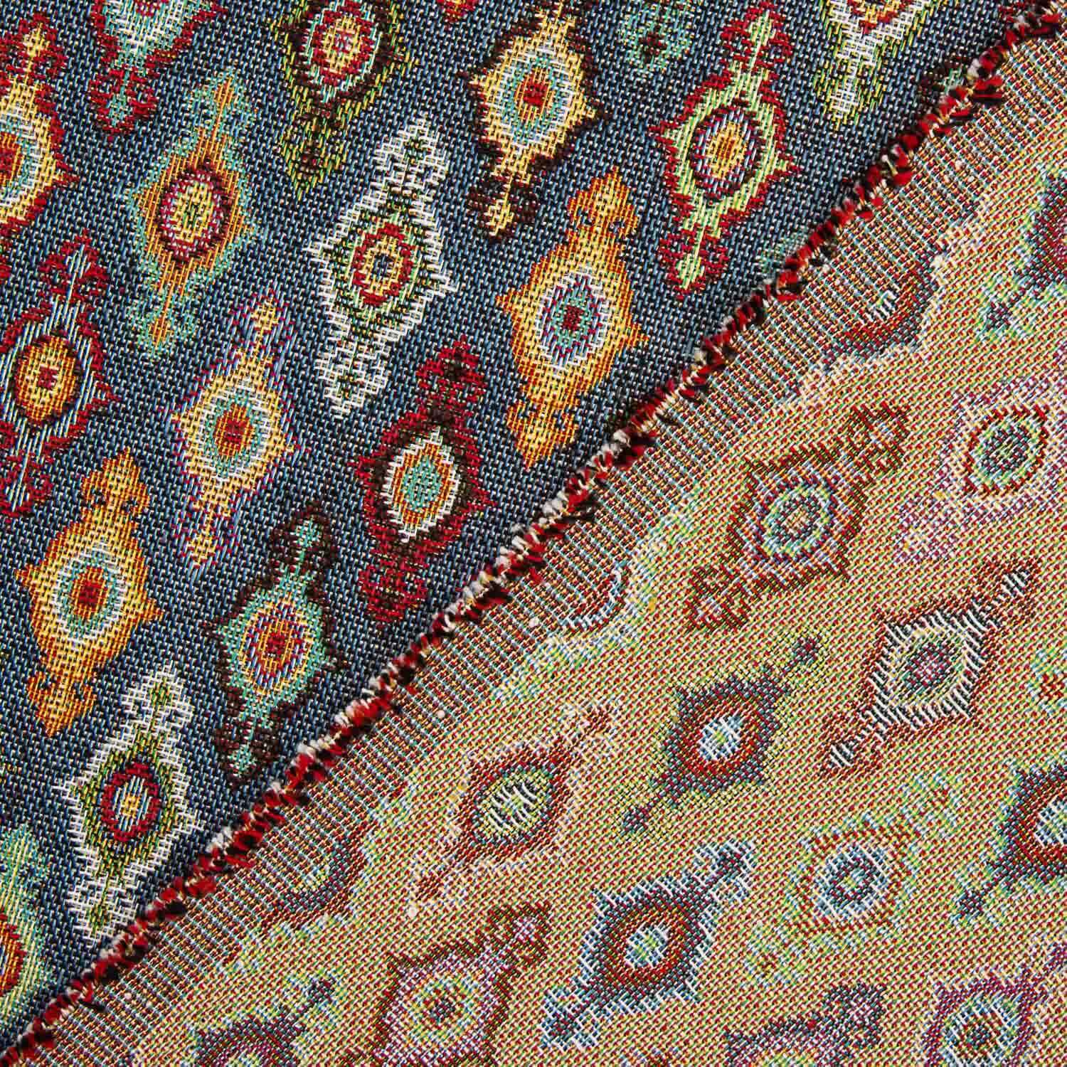 Ethnic-print Gobelin canvas with diamond pattern on a blue background - Ribes y Casals