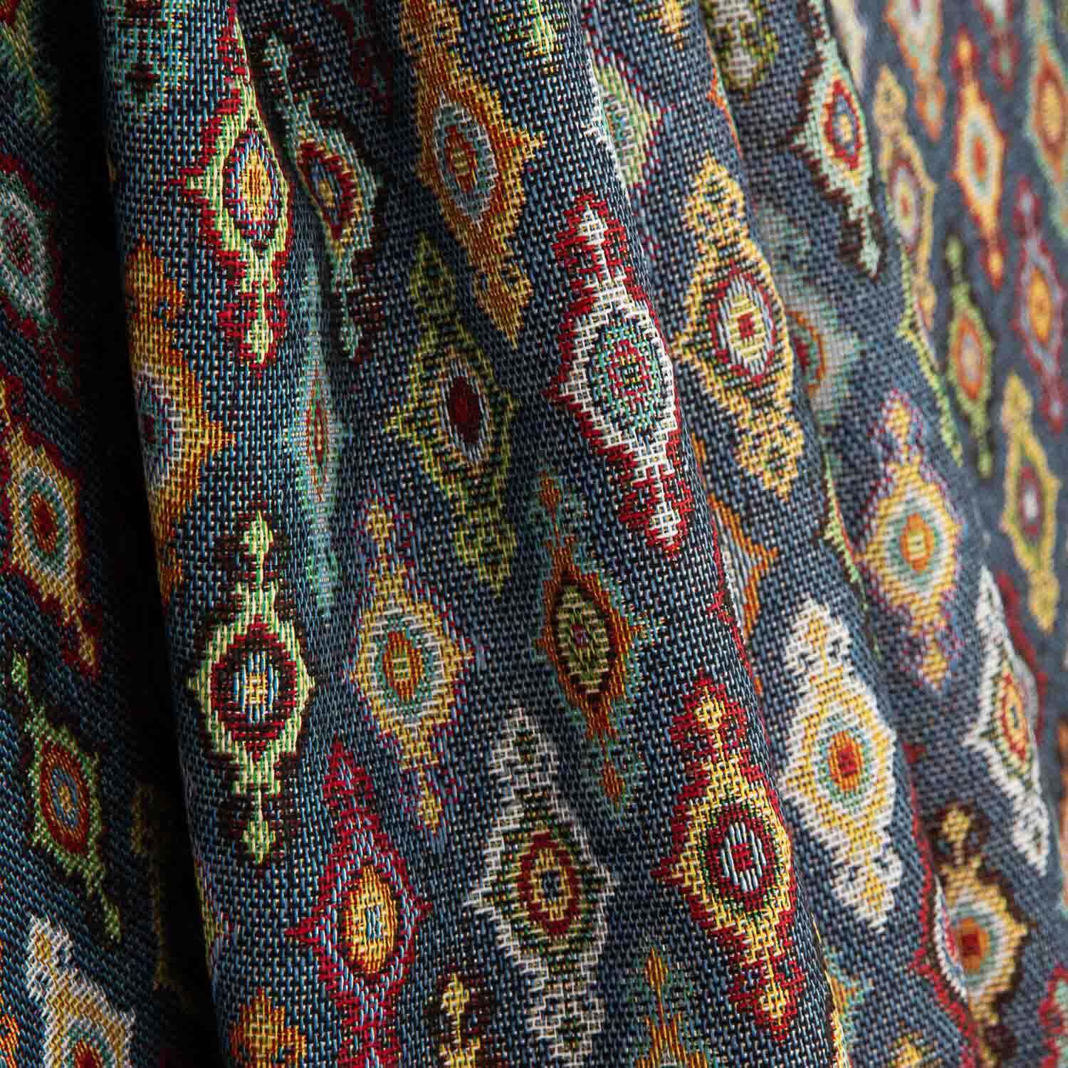 Ethnic-print Gobelin canvas with diamond pattern on a blue background - Ribes y Casals