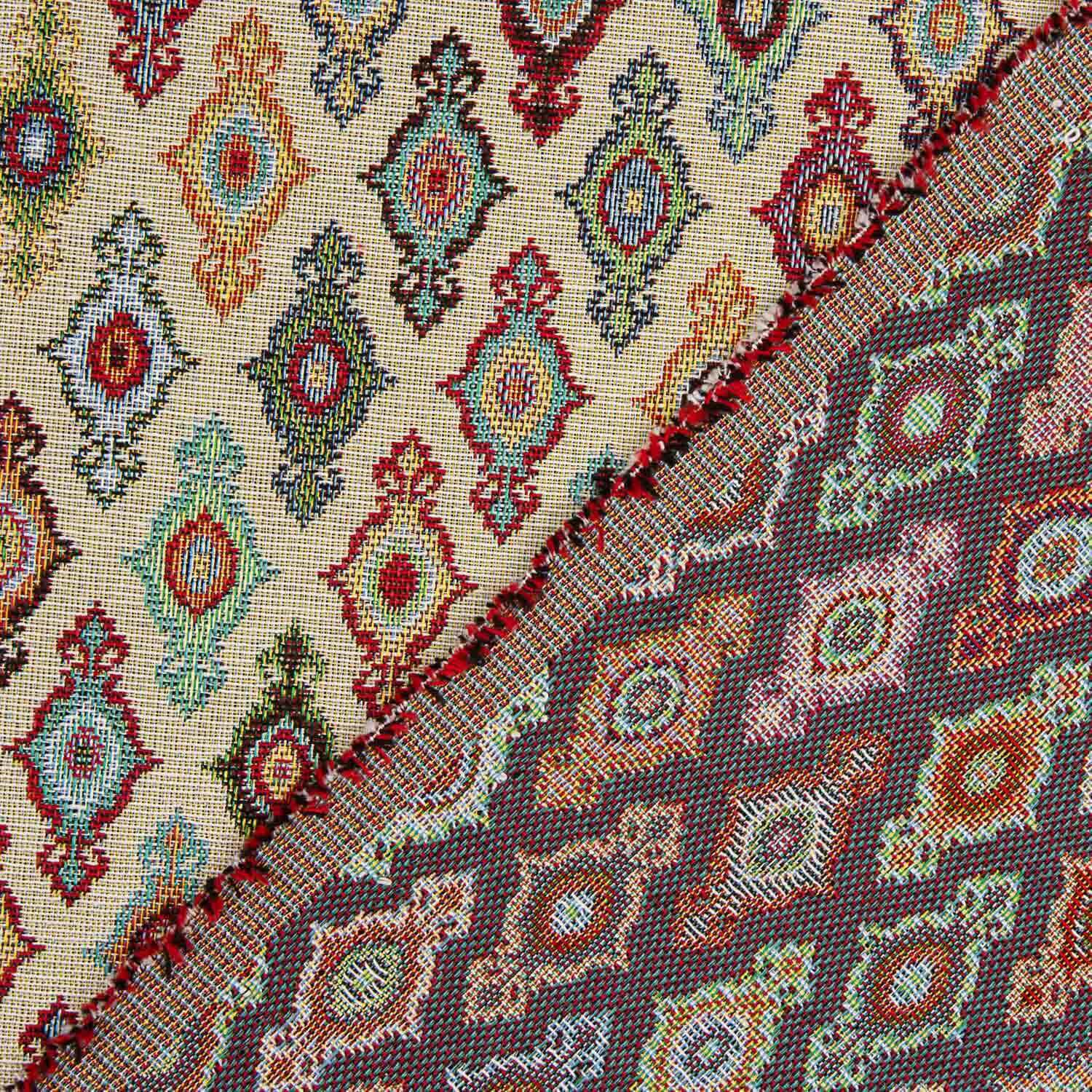 Ethnic-print Gobelin canvas with natural background - Ribes y Casals
