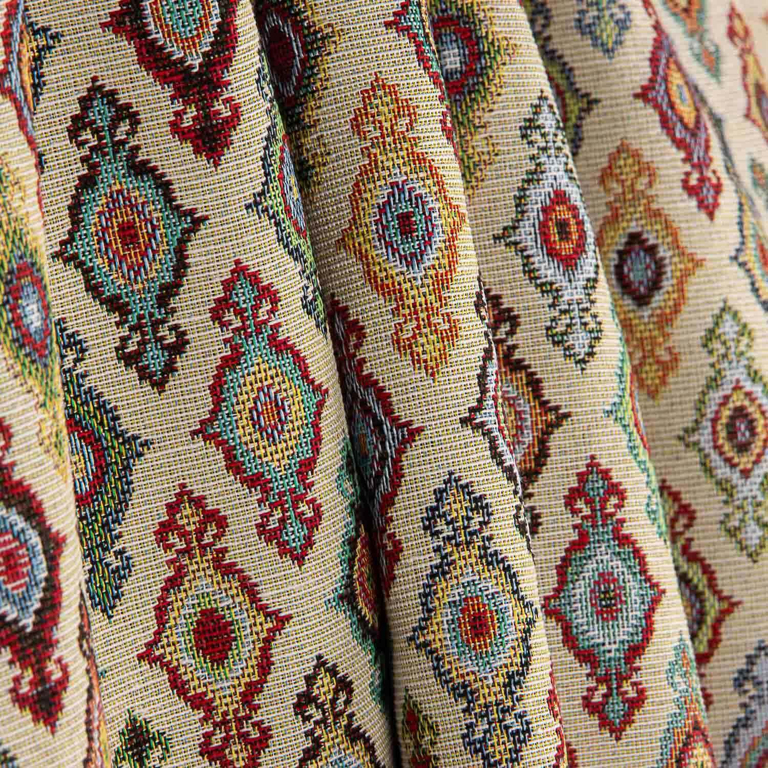 Ethnic-print Gobelin canvas with natural background - Ribes y Casals