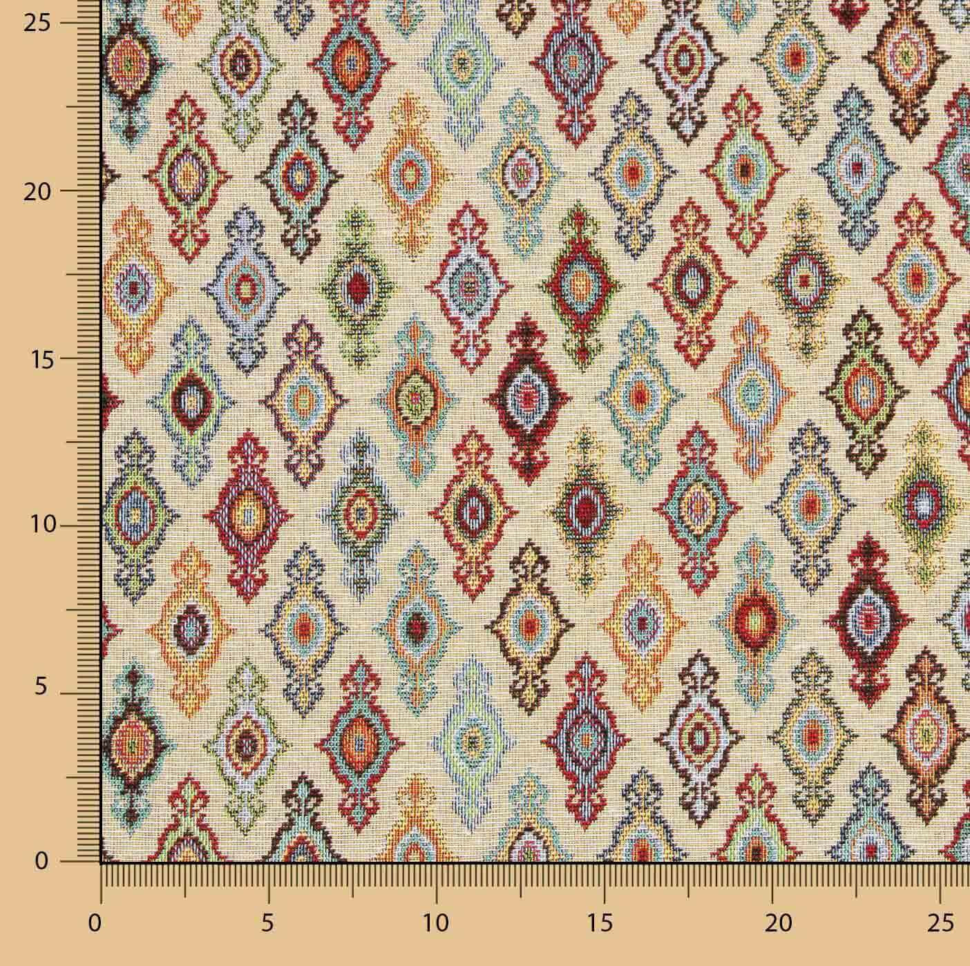 Ethnic-print Gobelin canvas with natural background - Ribes y Casals