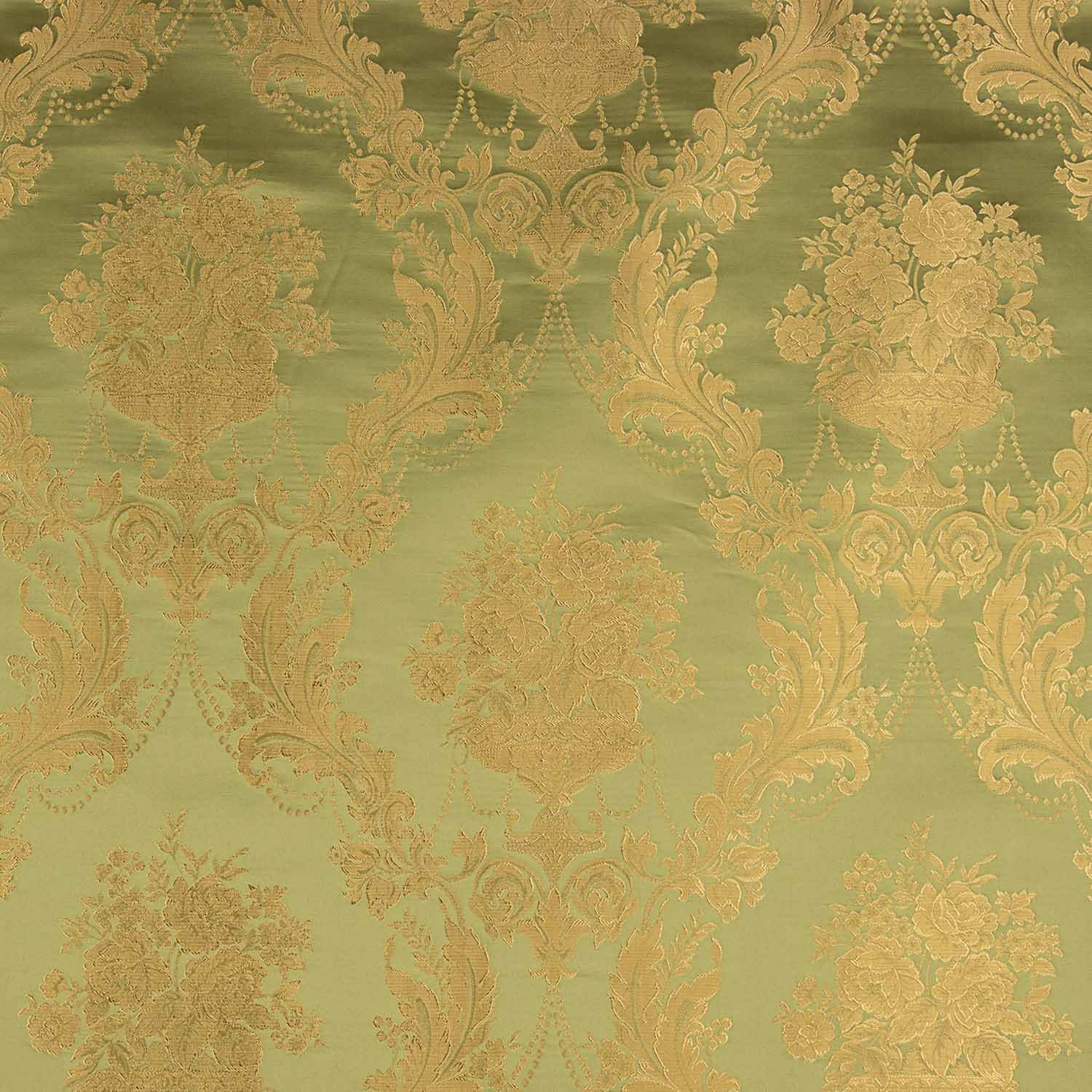 Classic Green and Gold Floral Print Jacquard - Ribes y Casals