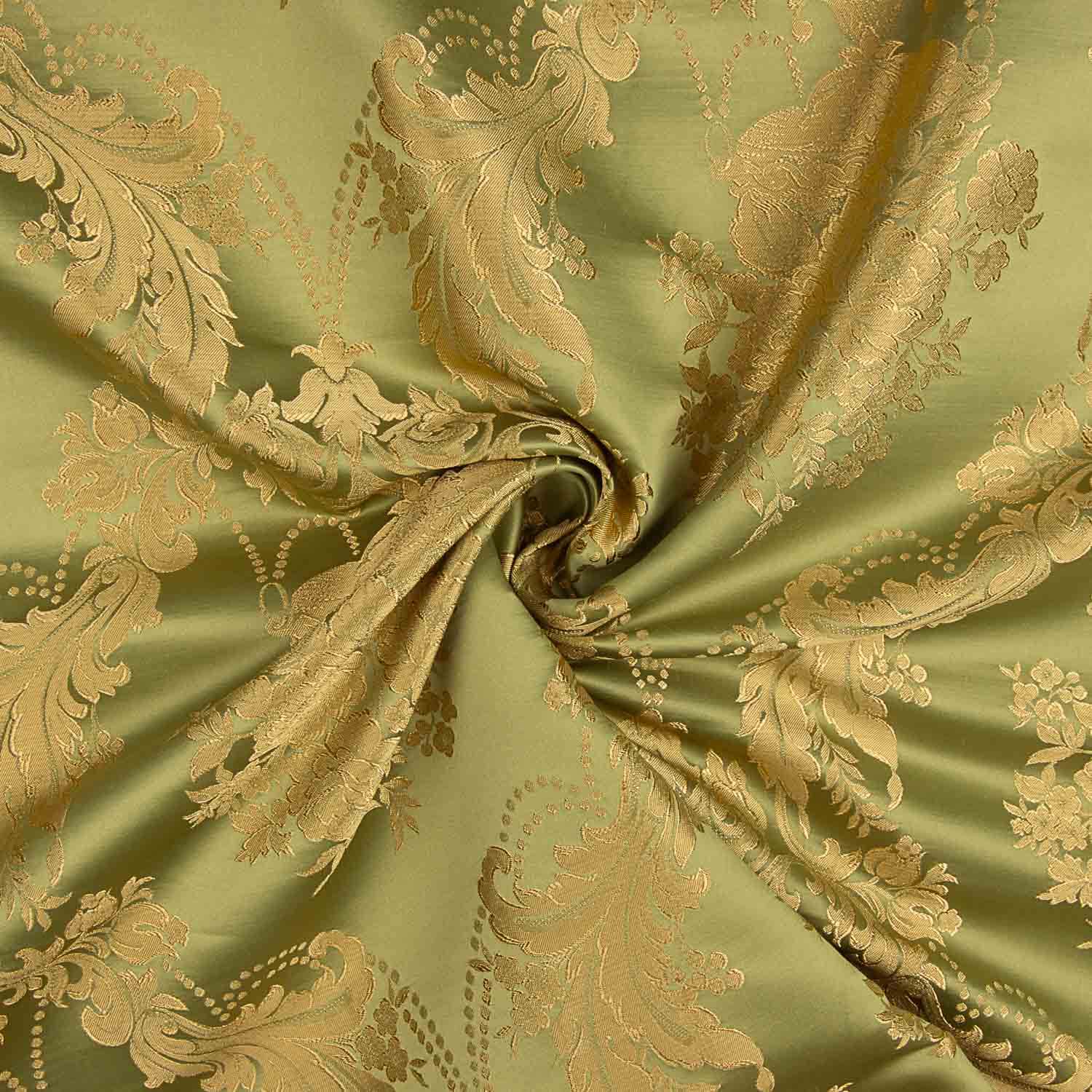 Classic Green and Gold Floral Print Jacquard - Ribes y Casals