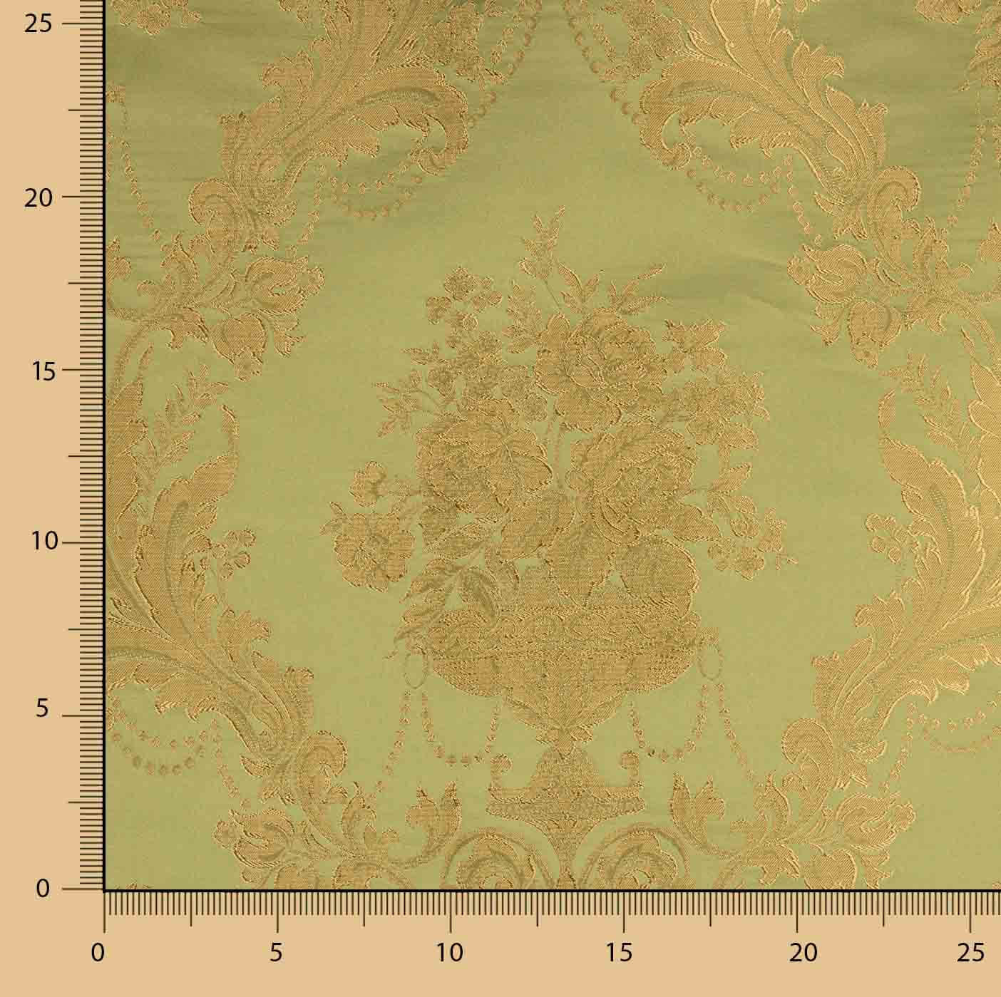 Classic Green and Gold Floral Print Jacquard - Ribes y Casals