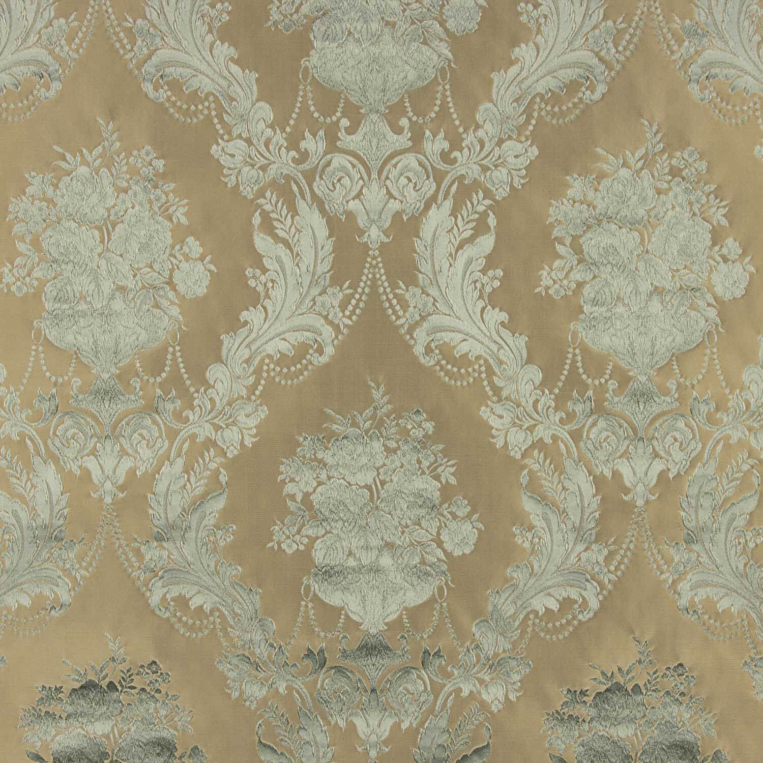 Classic Floral Jacquard in Pale Green and Beige - Ribes y Casals