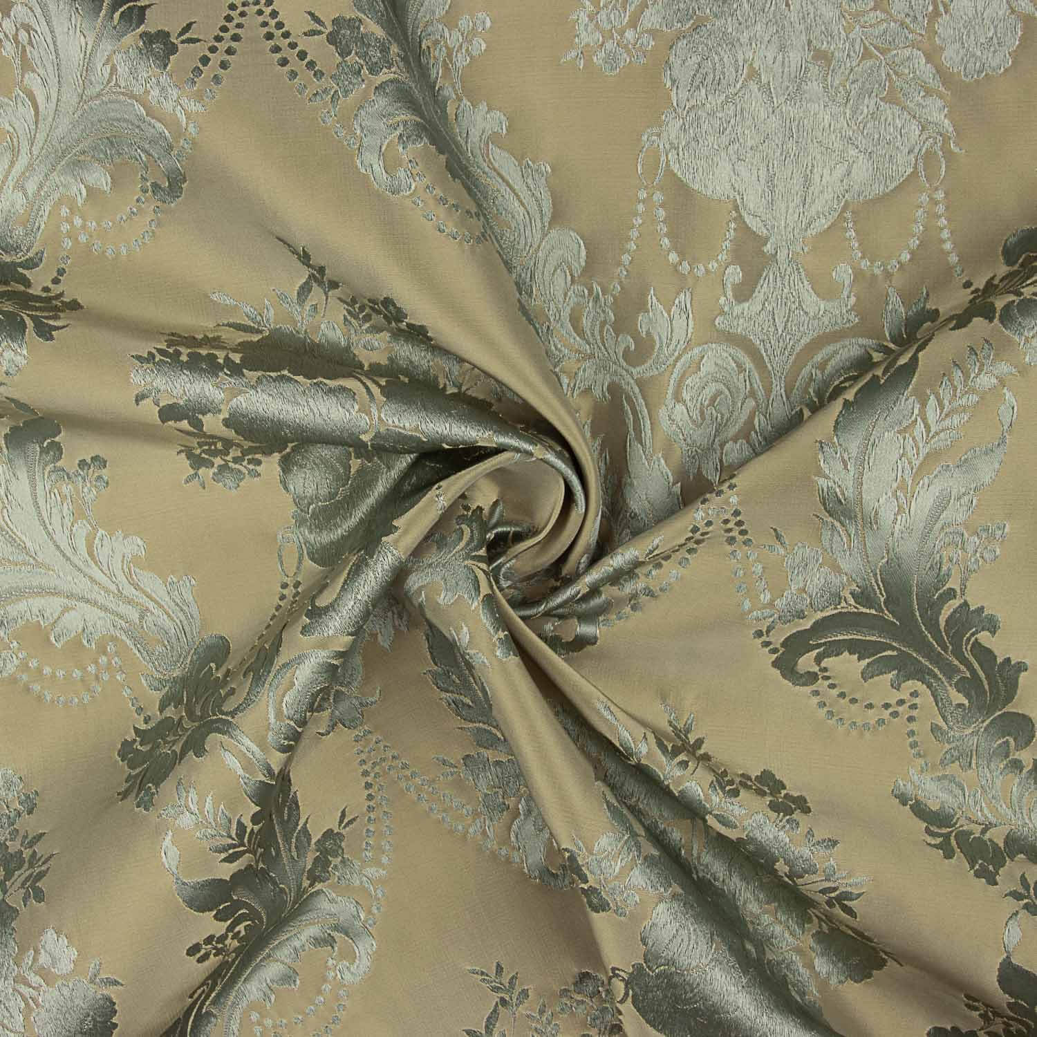 Classic Floral Jacquard in Pale Green and Beige - Ribes y Casals