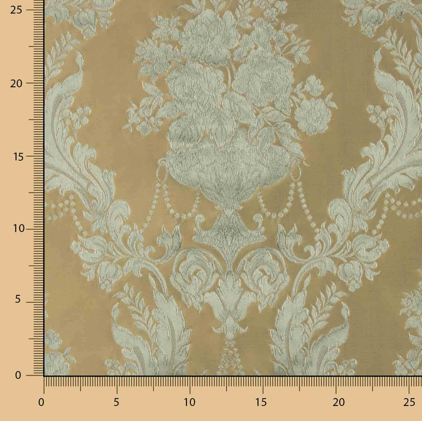 Classic Floral Jacquard in Pale Green and Beige - Ribes y Casals