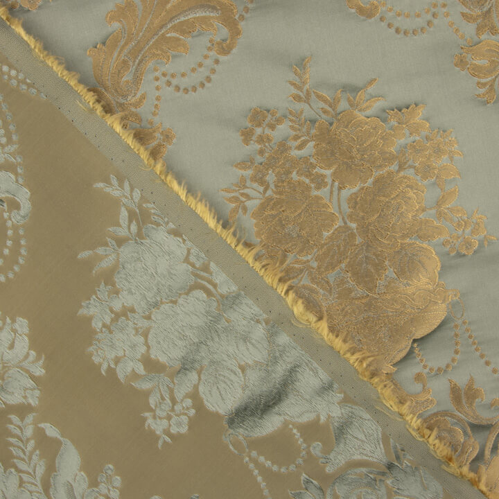 Classic Floral Jacquard in Pale Green and Beige - Ribes y Casals