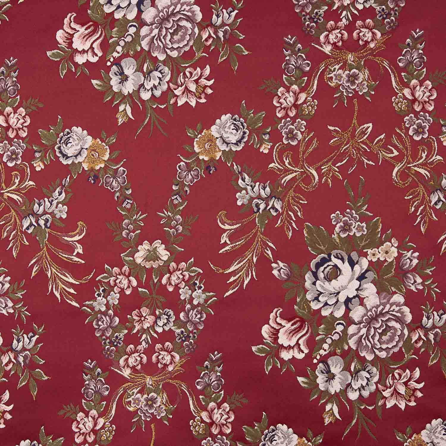 Floral print jacquard with Red Lurex - Ribes y Casals