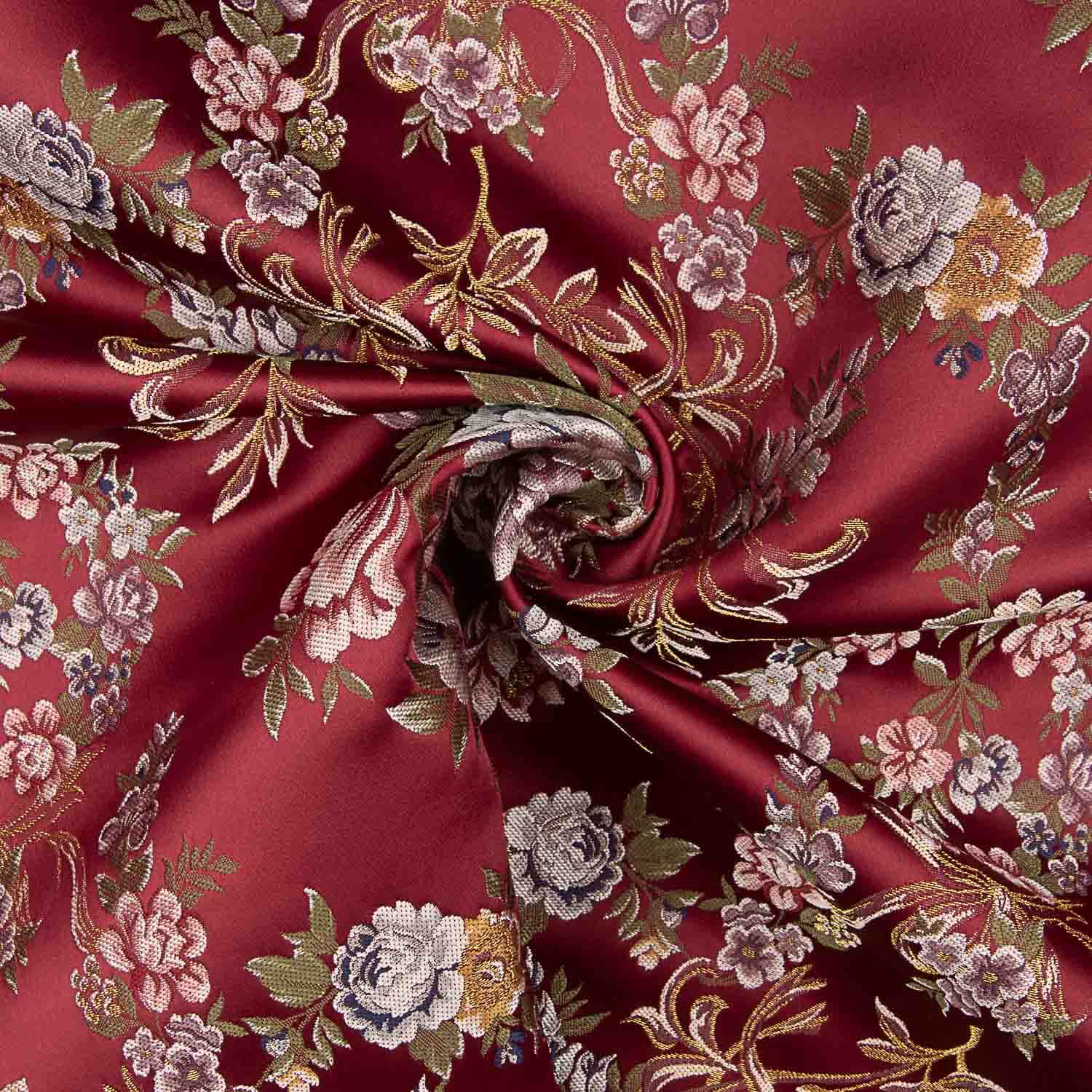 Floral print jacquard with Red Lurex - Ribes y Casals