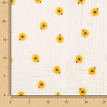 Double Gauze Bambula Embroidered with Flowers, Ecru - Ribes y Casals