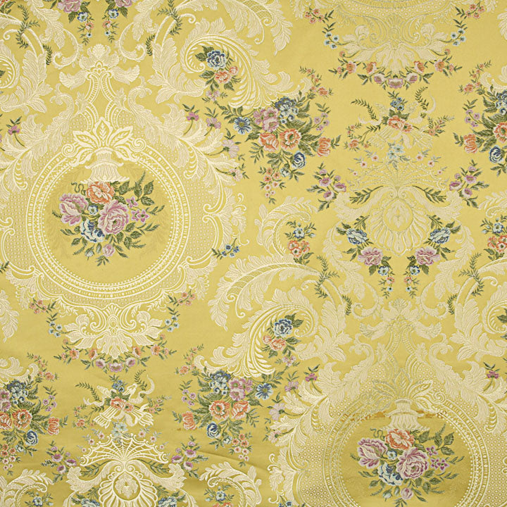 Yellow and Gold Floral Damask Jacquard Brocade - Ribes y Casals