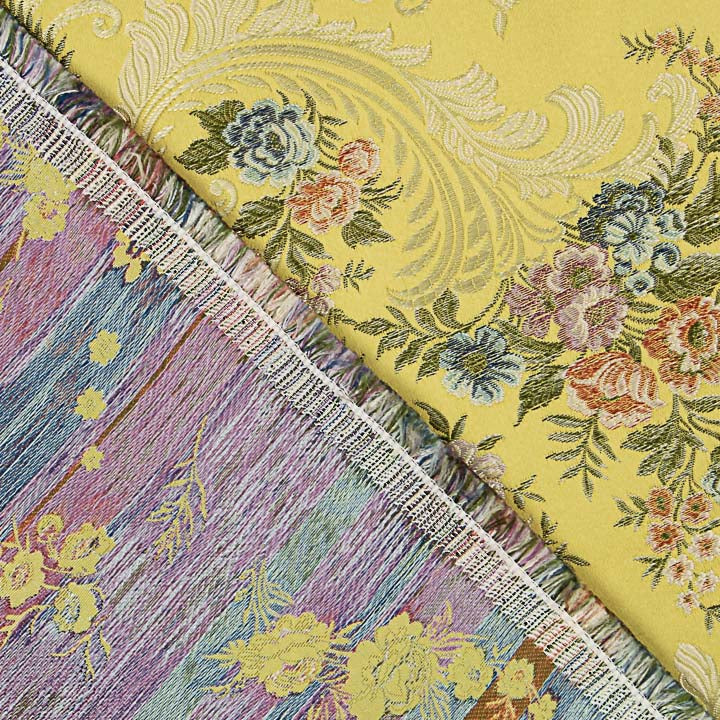 Yellow and Gold Floral Damask Jacquard Brocade - Ribes y Casals