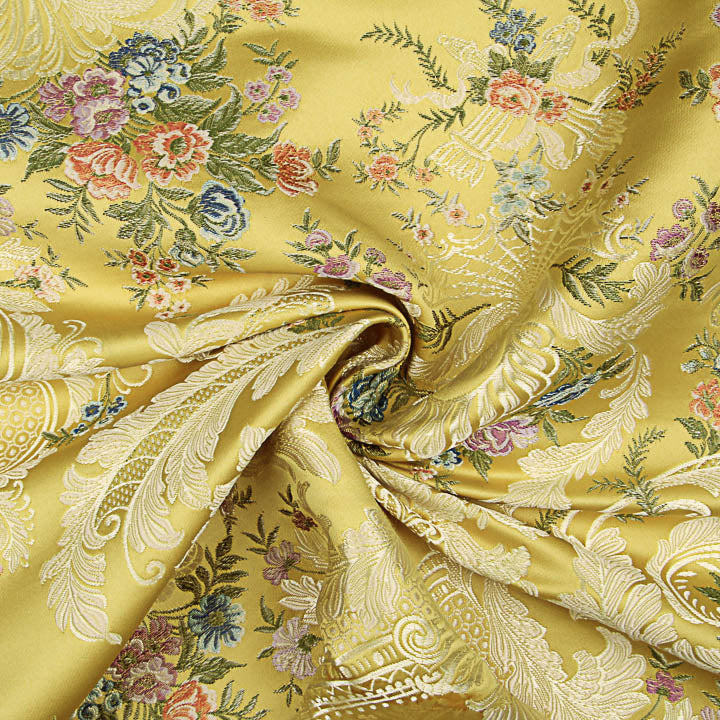Yellow and Gold Floral Damask Jacquard Brocade - Ribes y Casals