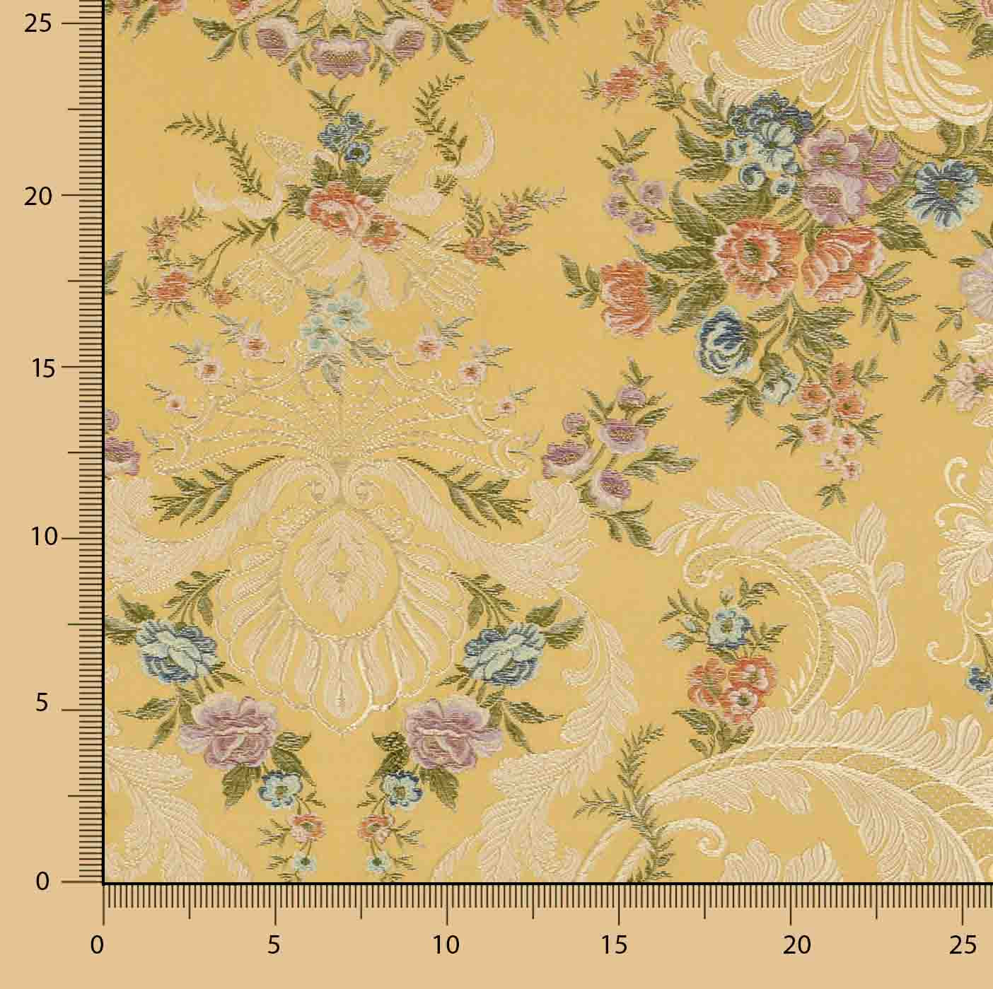 Yellow and Gold Floral Damask Jacquard Brocade - Ribes y Casals