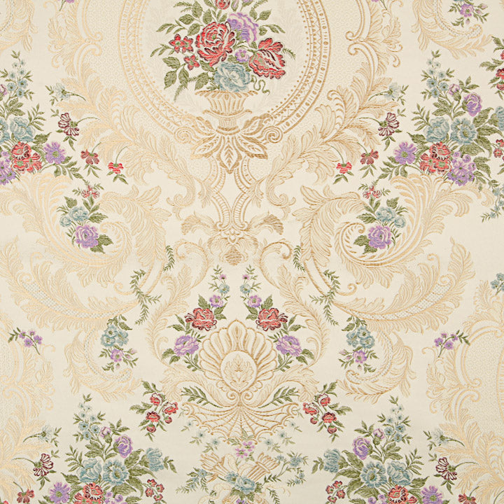 Beige and Gold Floral Damask Jacquard Brocade - Ribes y Casals