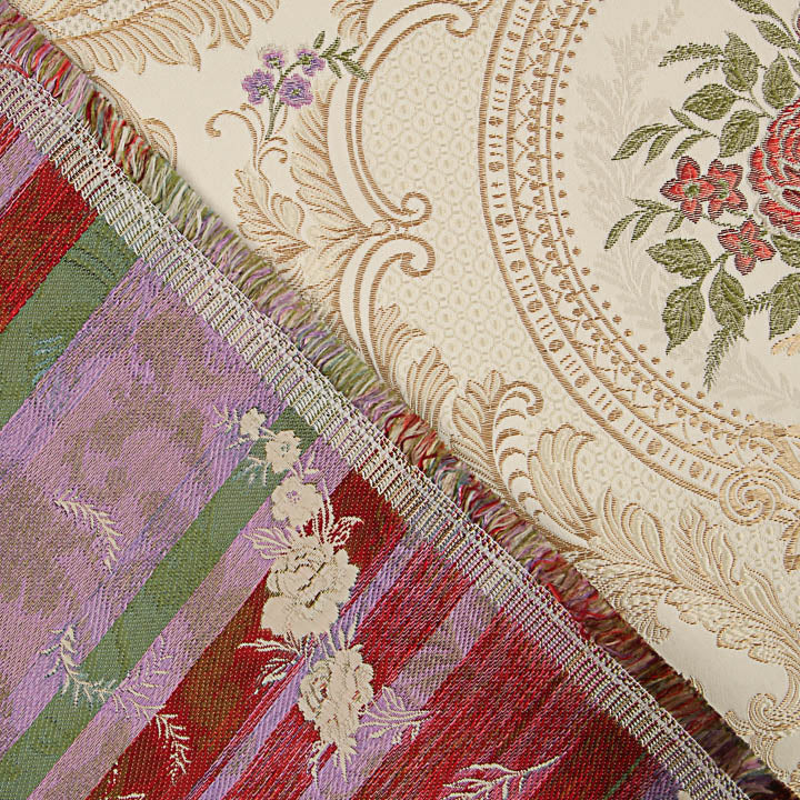 Beige and Gold Floral Damask Jacquard Brocade - Ribes y Casals
