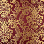Gold and Burgundy Jacquard Damask Brocade - Ribes y Casals