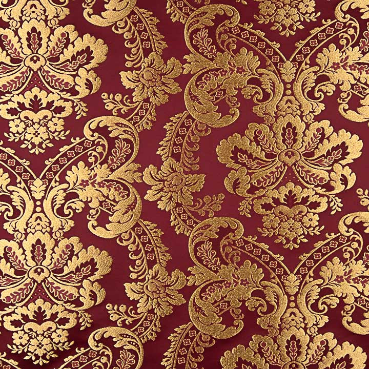 Gold and Burgundy Jacquard Damask Brocade - Ribes y Casals