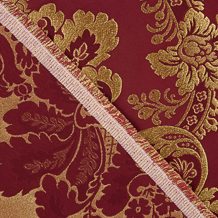 Gold and Burgundy Jacquard Damask Brocade - Ribes y Casals