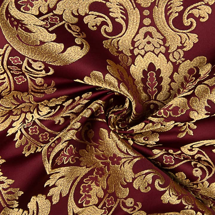Gold and Burgundy Jacquard Damask Brocade - Ribes y Casals