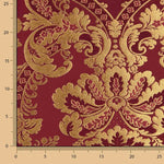 Gold and Burgundy Jacquard Damask Brocade - Ribes y Casals