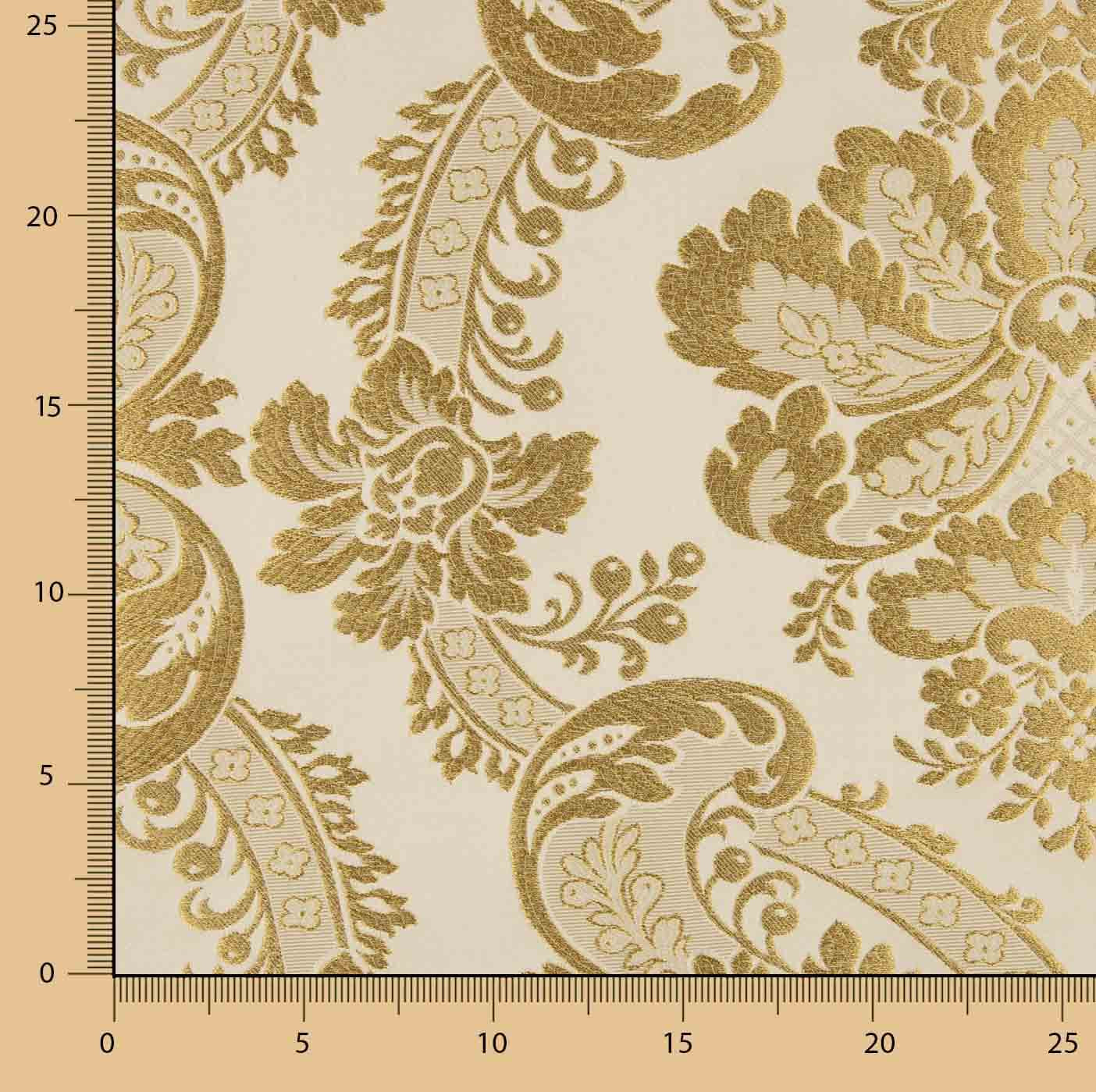 Ivory Gold Damask Jacquard Brocade - Ribes y Casals