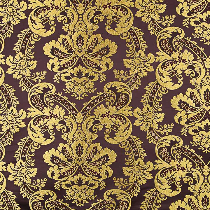 Gold and Purple Damask Jacquard Brocade - Ribes y Casals
