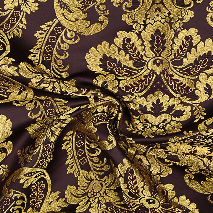Gold and Purple Damask Jacquard Brocade - Ribes y Casals