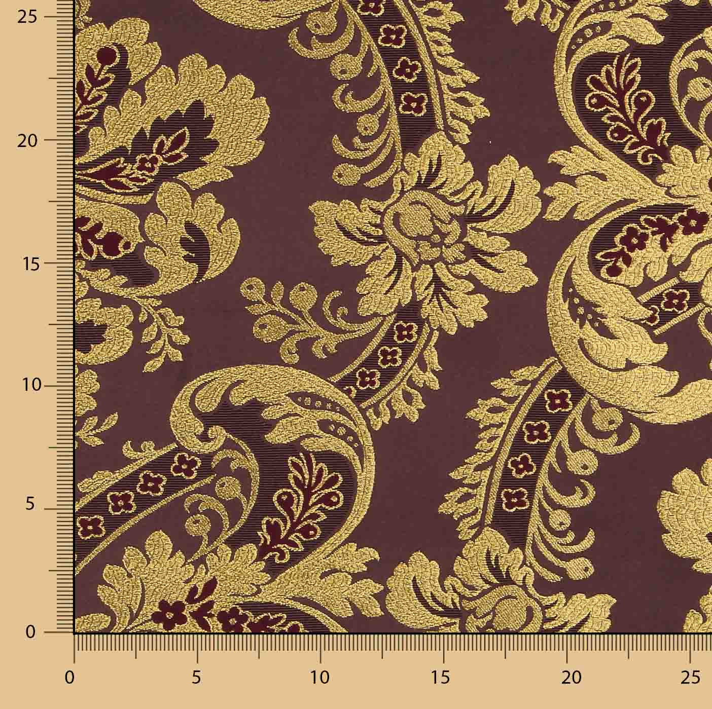 Gold and Purple Damask Jacquard Brocade - Ribes y Casals