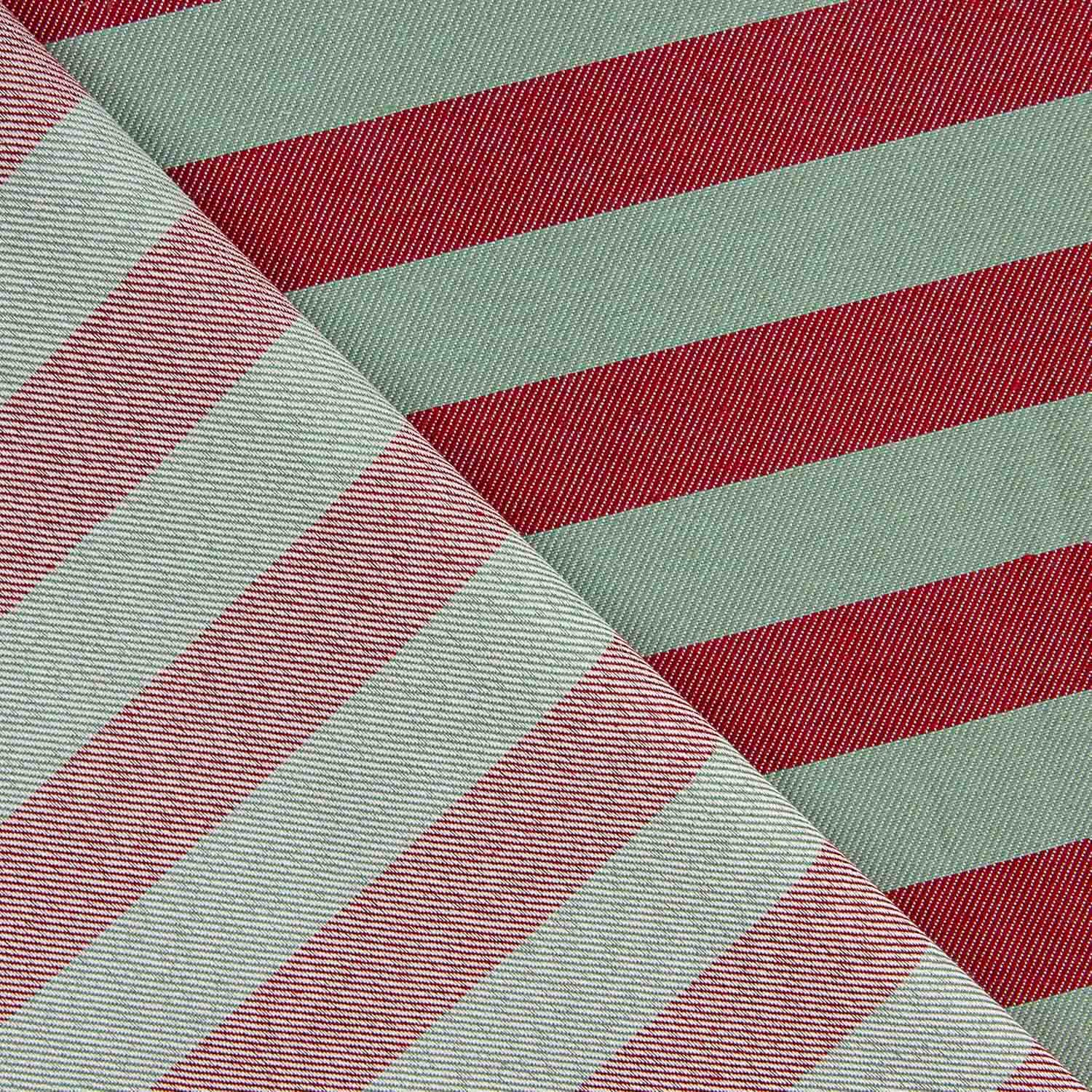 Two-tone burgundy and aqua stripes on canvas - Ribes y Casals