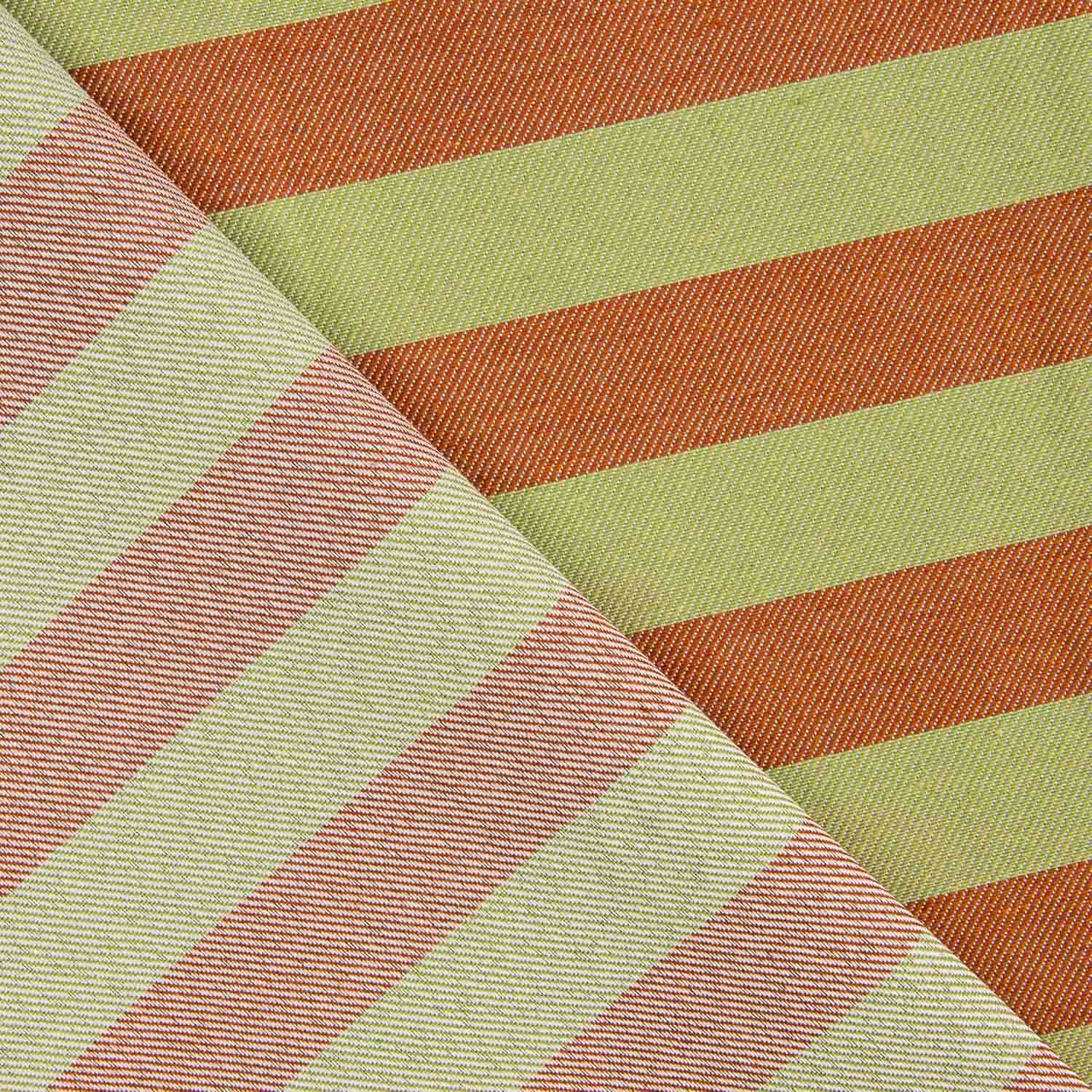 Two-tone stripes on canvas in brick red and green - Ribes y Casals