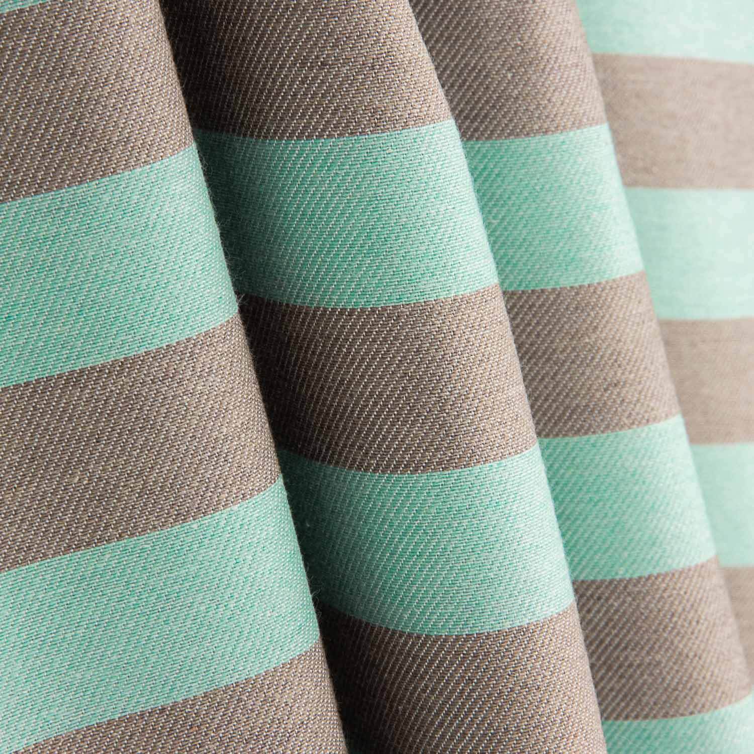 Soft Green and Brown Two-Tone Stripes on Canvas - Ribes y Casals