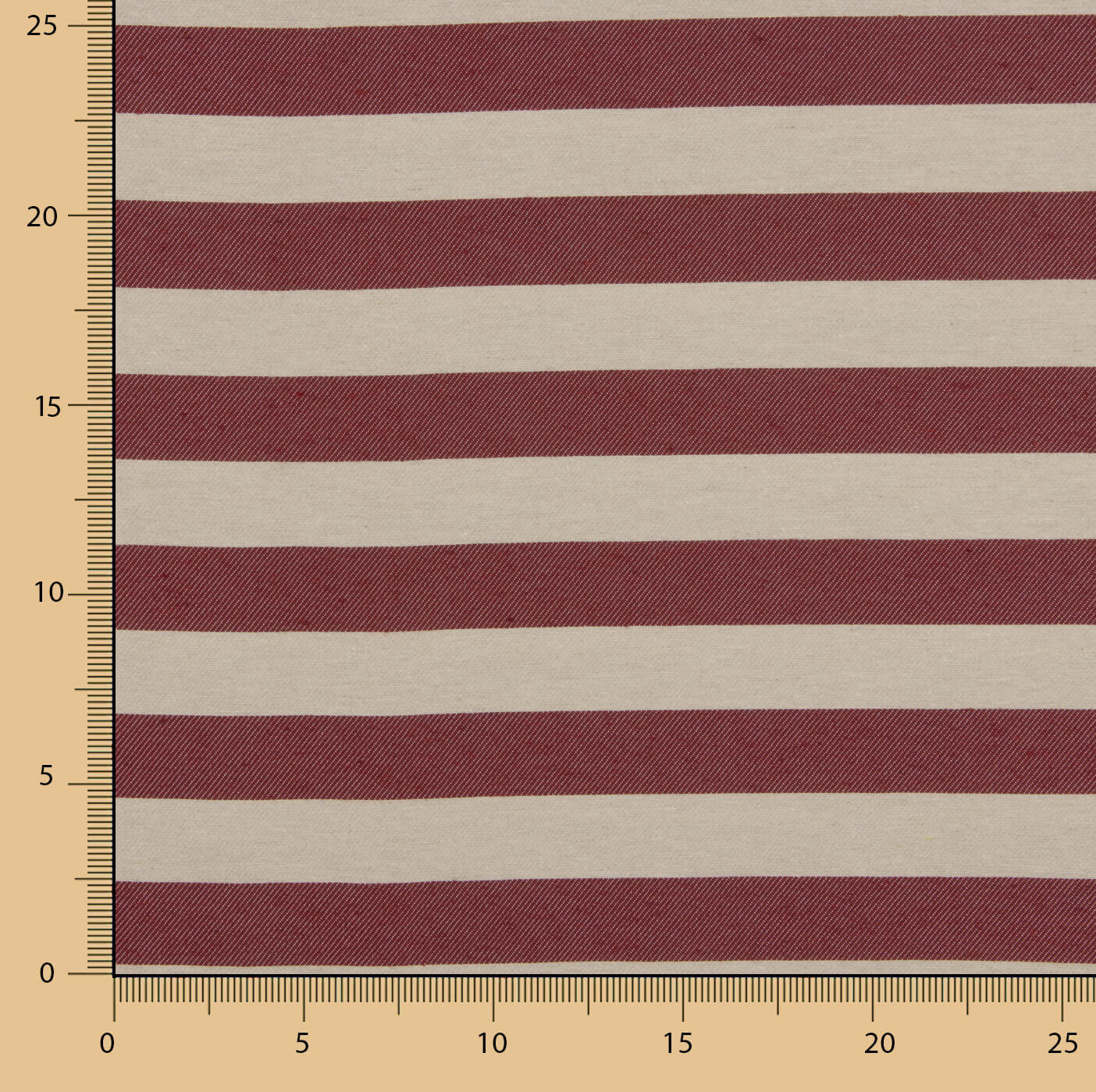 Two-tone red and unbleached ecru striped cotton canvas - Ribes y Casals