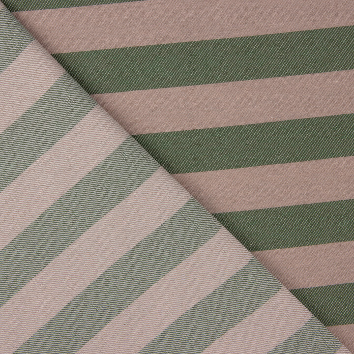 Two-tone green and beige striped cotton canvas - Ribes y Casals