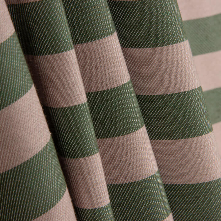 Two-tone green and beige striped cotton canvas - Ribes y Casals