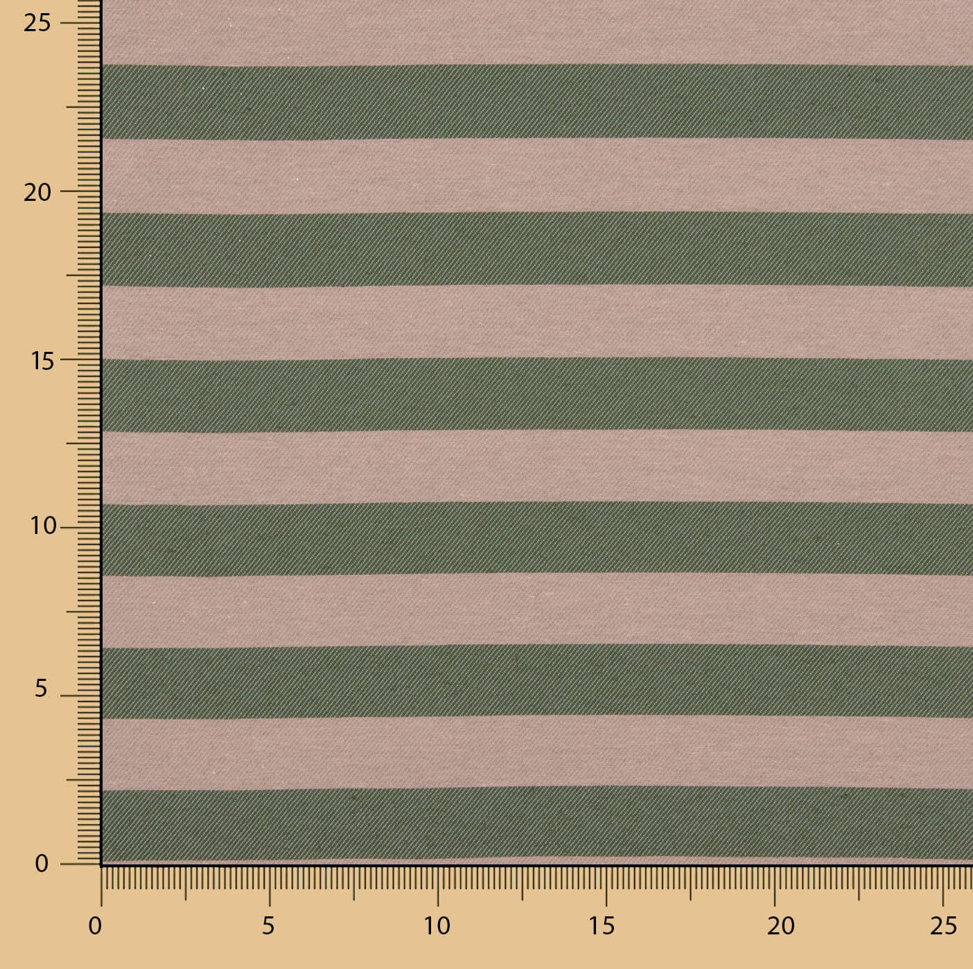 Two-tone green and beige striped cotton canvas - Ribes y Casals
