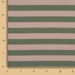 Two-tone green and beige striped cotton canvas - Ribes y Casals