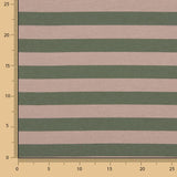 Two-tone green and beige striped cotton canvas - Ribes y Casals