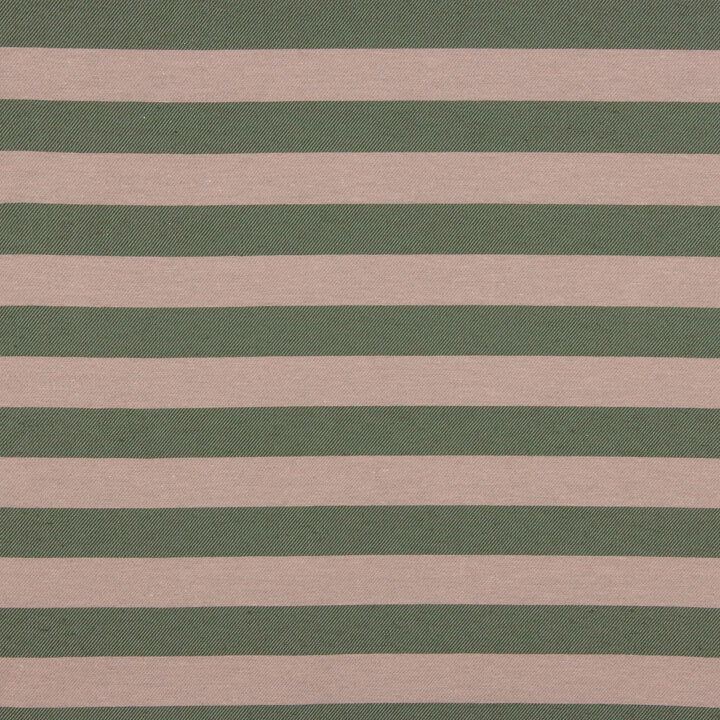 Two-tone green and beige striped cotton canvas - Ribes y Casals