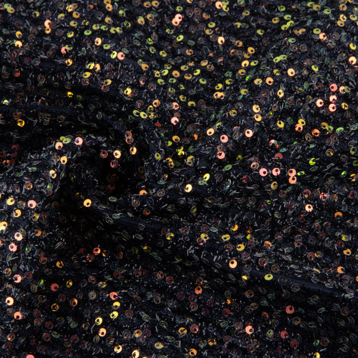 Black Shimmer Fantasy Tulle with Mini Sequins - Ribes y Casals