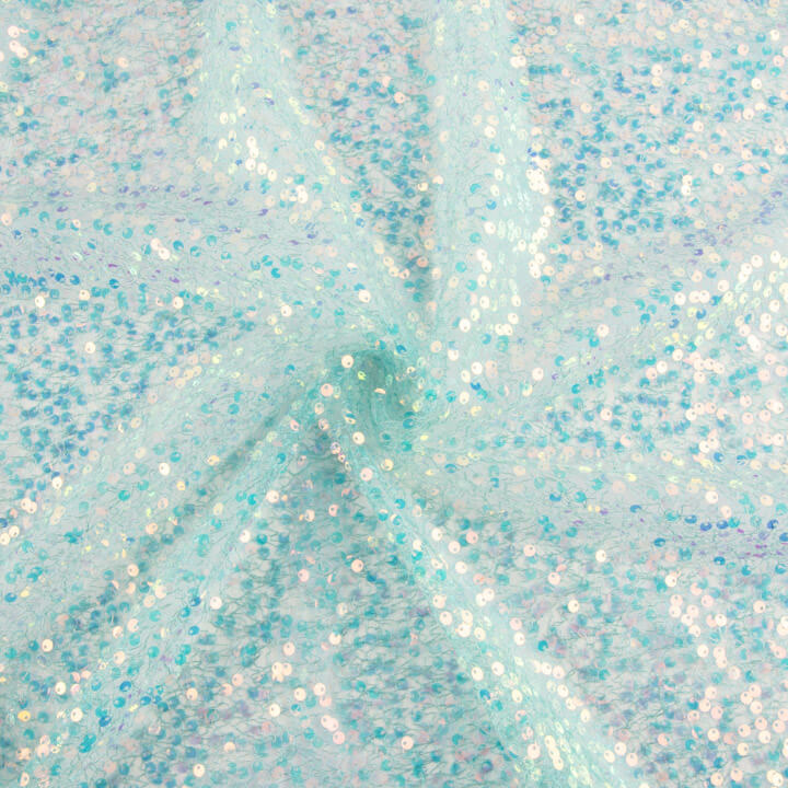Aqua Green Shimmer Tulle with Mini Sequins - Ribes y Casals